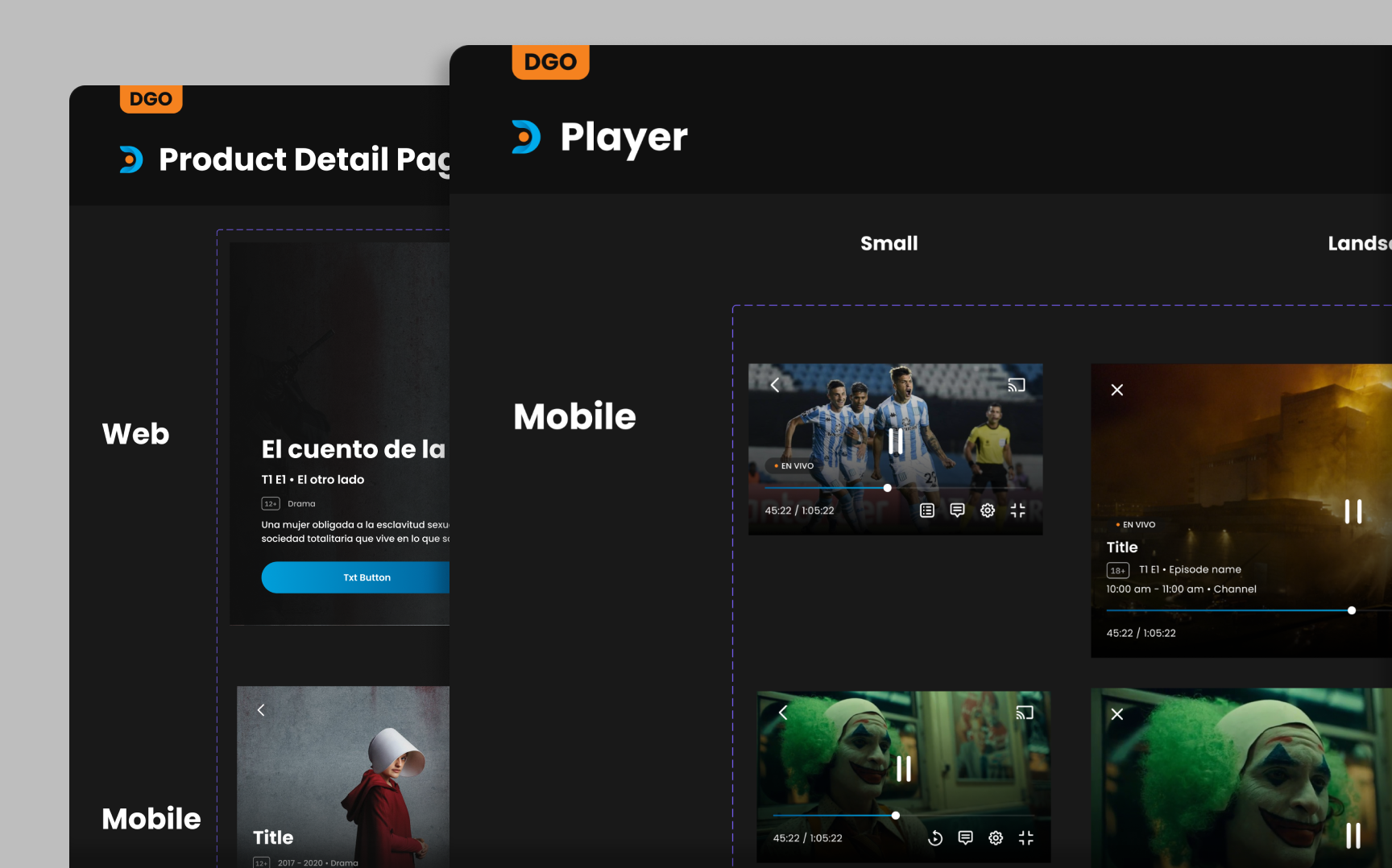 Templates — the player, the programming grid, the product detail page